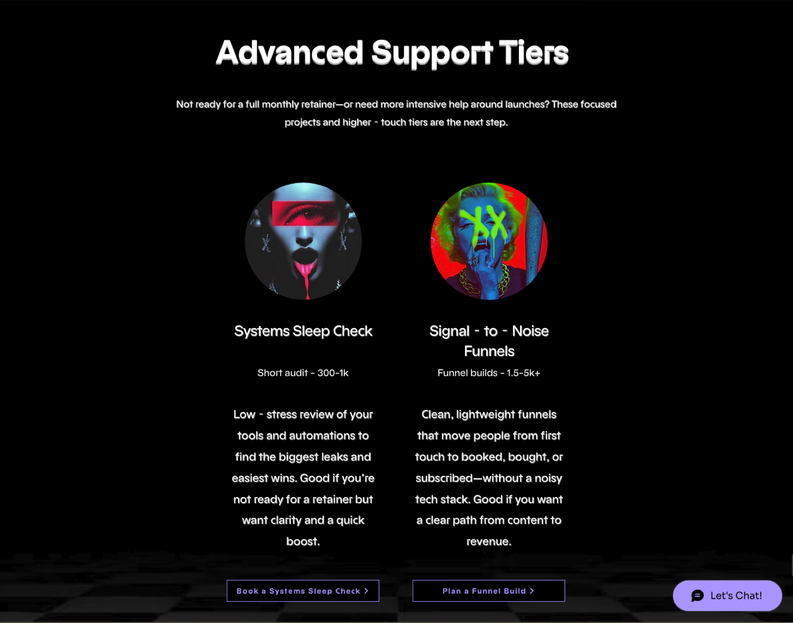 GATSV Systems Lab site — support tiers